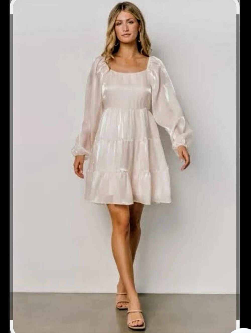 Balticborn Gio Tiered Balloon Sleeve champagne Mini Dress Ethereal Whimsical